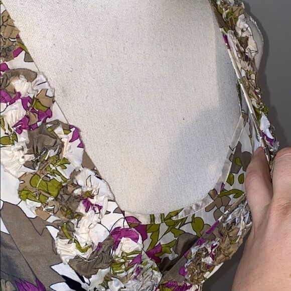Loft Tan Purple Floral Print Sleeveless Midi Dress - Picture 4 of 10